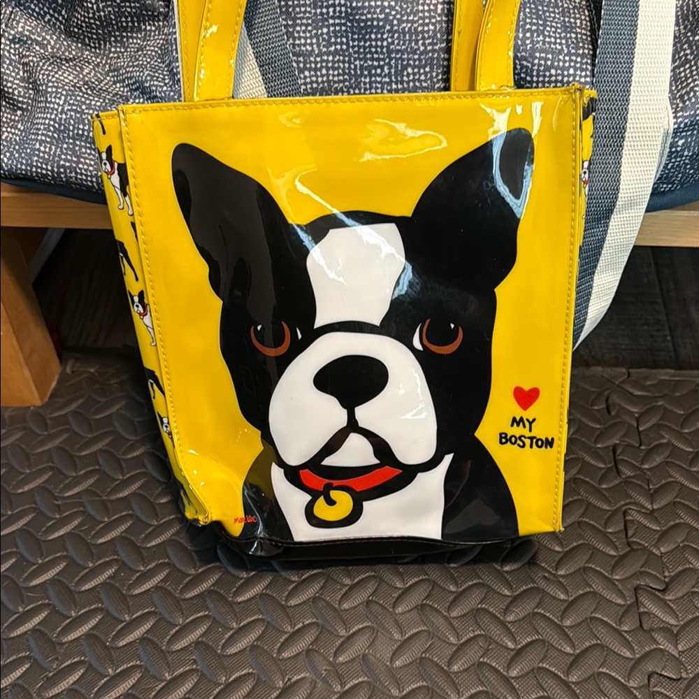 Yellow Boston Terrier Dog lunch tote